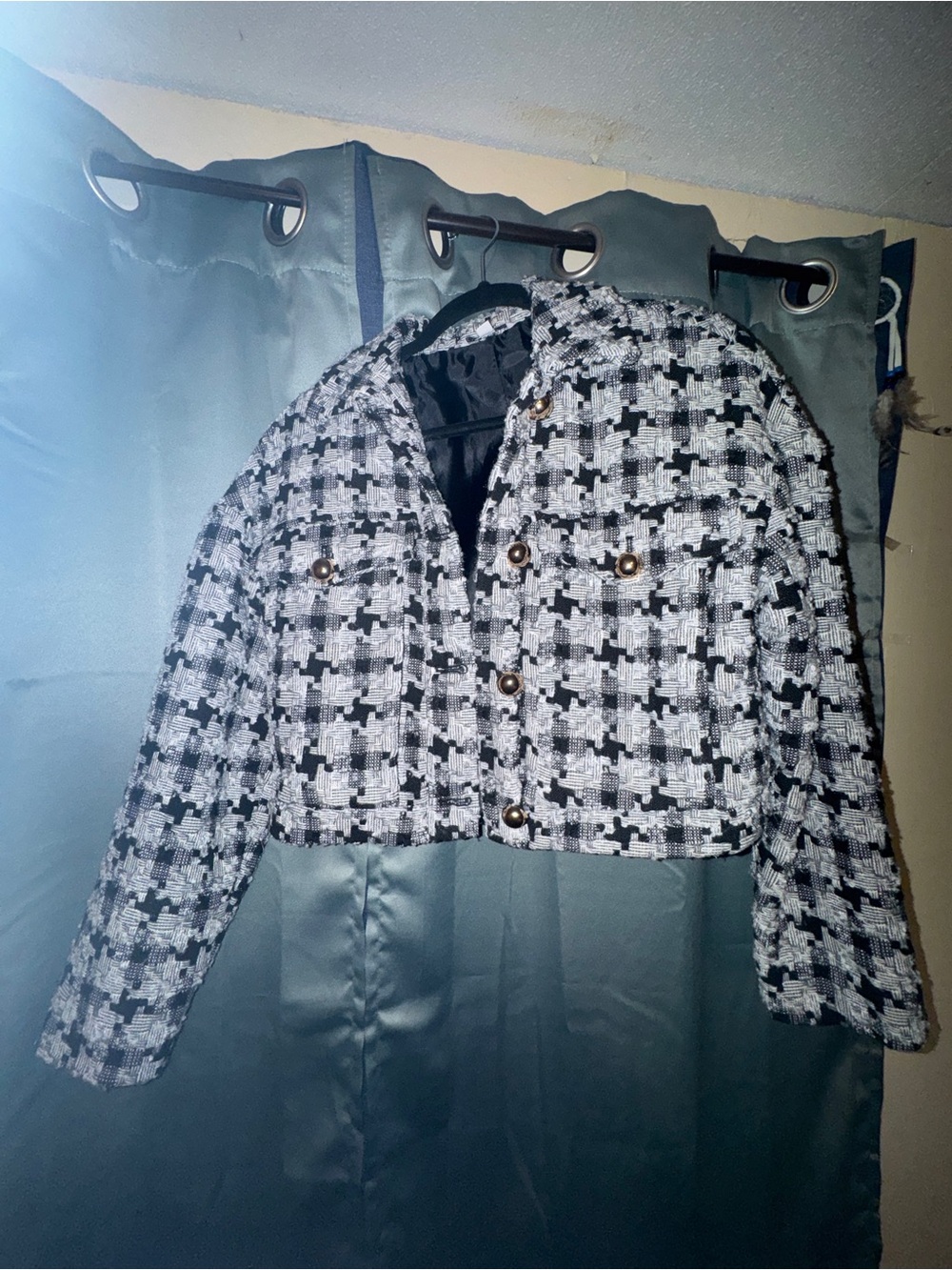 Cropped Black & White Tweed Jacket
